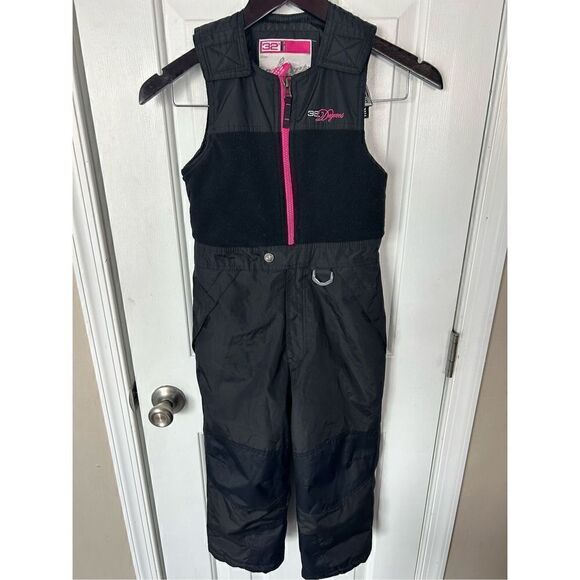 32 degrees girls ski pants size 6 black overalls - Picture 1 of 5